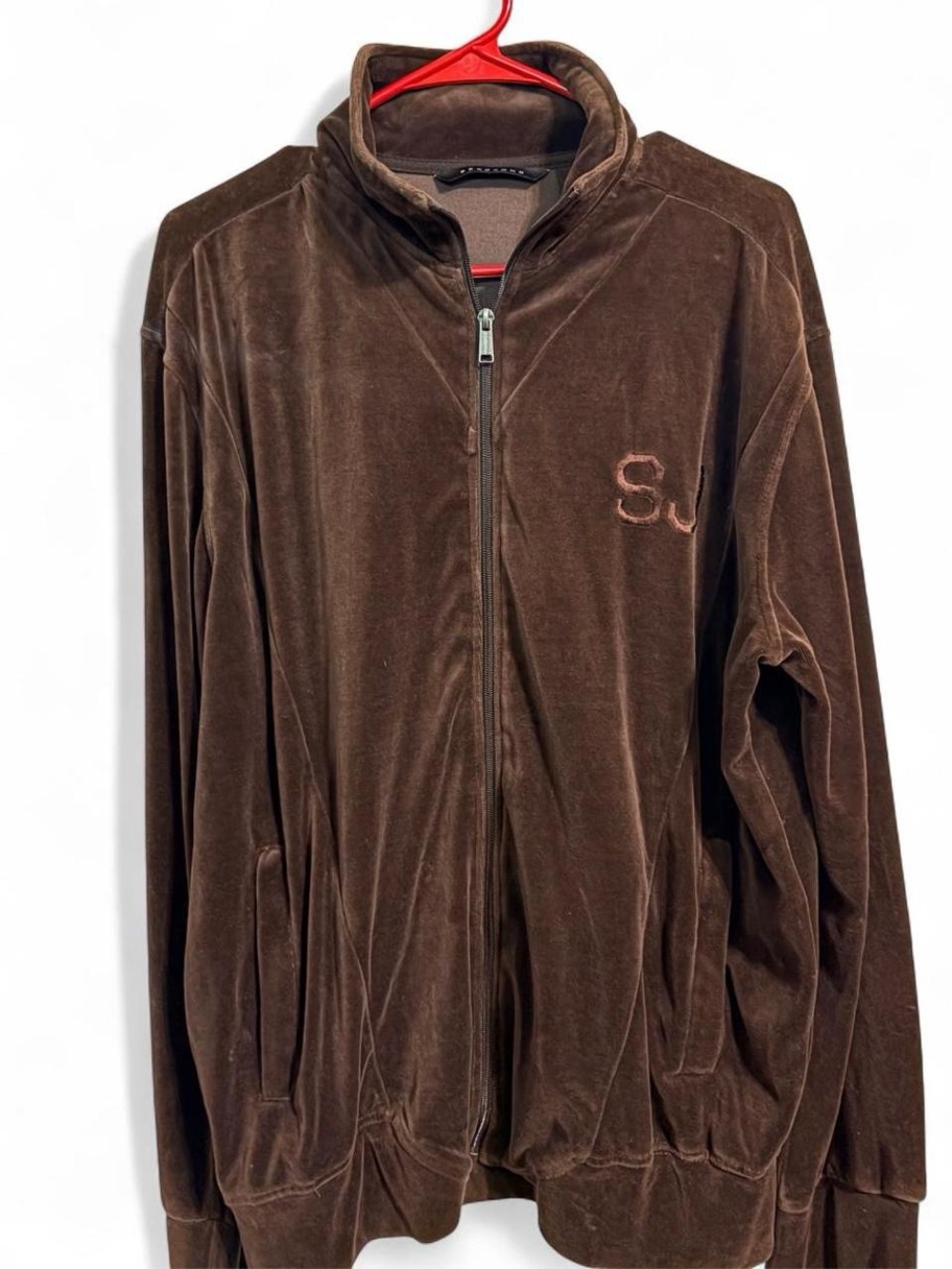 Sean John Brown Velour Full-Zip Jacket